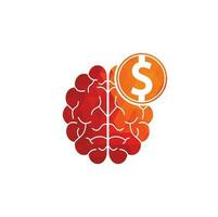 elemento de design de logotipo de ícone de cérebro de dinheiro. design de ícone de logotipo de cérebro de finanças vetor