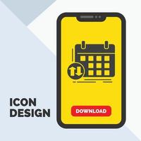 cronograma. Aulas. calendário. compromisso. ícone de glifo de evento no celular para página de download. fundo amarelo vetor