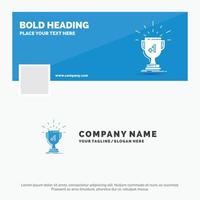 modelo de logotipo de negócios azul para prêmio. troféu. ganhar. prêmio. primeiro. design de banner de linha do tempo do facebook. ilustração de fundo vector web banner