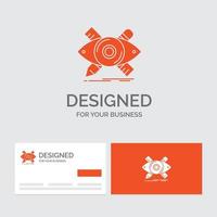 modelo de logotipo de negócios para design. desenhista. ilustração. retrato falado. Ferramentas. cartões de visita laranja com modelo de logotipo da marca. vetor