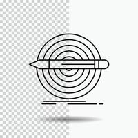 Projeto. meta. lápis. definir. ícone de linha de destino em fundo transparente. ilustração em vetor ícone preto