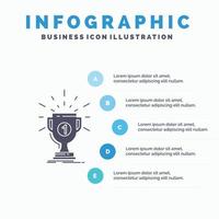 prêmio. copo. prêmio. recompensa. modelo de infográficos de vitória para site e apresentação. ícone de glifo cinza com ilustração em vetor estilo infográfico azul.