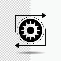 o negócio. engrenagem. gestão. Operação. ícone de glifo de processo em fundo transparente. ícone preto vetor