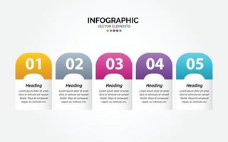 modelo de design infográfico horizontal com 5 opções ou etapas. vetor