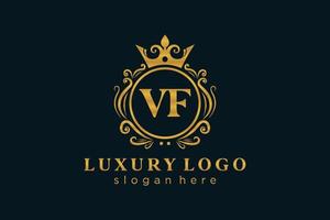 modelo de logotipo de luxo real de letra vf inicial em arte vetorial para restaurante, realeza, boutique, café, hotel, heráldica, joias, moda e outras ilustrações vetoriais. vetor