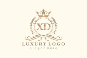 modelo de logotipo de luxo real de letra xd inicial em arte vetorial para restaurante, realeza, boutique, café, hotel, heráldica, joias, moda e outras ilustrações vetoriais. vetor