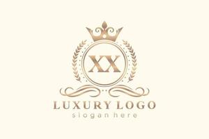 modelo de logotipo de luxo real de letra xx inicial em arte vetorial para restaurante, realeza, boutique, café, hotel, heráldica, joias, moda e outras ilustrações vetoriais. vetor