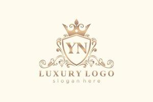 modelo de logotipo de luxo real de letra yn inicial em arte vetorial para restaurante, realeza, boutique, café, hotel, heráldica, joias, moda e outras ilustrações vetoriais. vetor