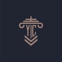 logotipo do monograma inicial yc com design de pilar para imagem vetorial de escritório de advocacia vetor