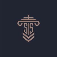 ss logotipo inicial do monograma com design de pilar para imagem vetorial de escritório de advocacia vetor