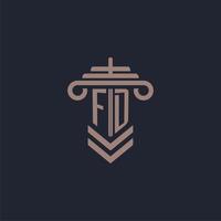 fd logotipo inicial do monograma com design de pilar para imagem vetorial de escritório de advocacia vetor
