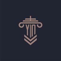 yn logotipo inicial do monograma com design de pilar para imagem vetorial de escritório de advocacia vetor