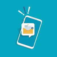 notificação de um novo e-mail no celular ou smartphone. ícone de correio vetor