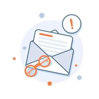 e-mail e mensagens, campanha de marketing por e-mail com óculos vetor