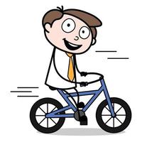 ativo de um personagem de desenho animado jovem empresário andando de bicicleta vetor