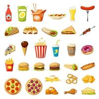 vetor ícones de fast food sanduíches de hambúrgueres isolados
