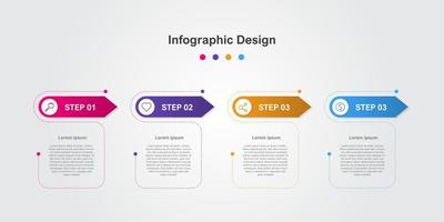 modelo de infográfico de negócios abstrato colorido de quatro etapas vetor