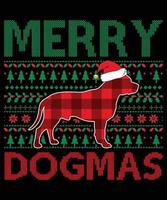 desenhos de t-shirt de vetor de tipografia alegres dogmas para o feriado de natal nos eua serão realizados em 25 de dezembro. cachorro de natal, design de amante de cerveja de vinho.