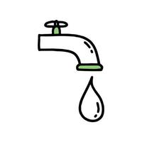 uma gota de água da torneira. conceito de co2 de mudança climática. reciclando. doodle isolado de vetor