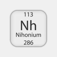 símbolo de nihônio. elemento químico da tabela periódica. ilustração vetorial. vetor