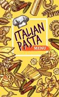 vector menu de restaurante de cartaz de desenho de massas italianas