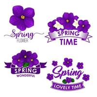 conjunto de símbolos isolado de buquê de flores de primavera vetor