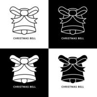 ícone do logotipo dos desenhos animados de sino de natal. ilustração de símbolo de ornamento de natal vetor