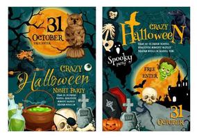abóbora de halloween e design de cartaz de fantasma assustador vetor
