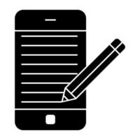 ícone de design criativo de redação de artigos para celular vetor