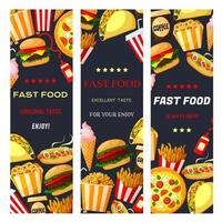 conjunto de banners de restaurante de fast food vetor