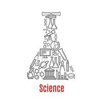frasco químico com ciência, ícone de vetor de educação