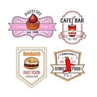 conjunto de ícones de refeição e sobremesas de vetor de fast food