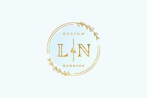 monograma de beleza inicial ln e logotipo de caligrafia de design de logotipo elegante de assinatura inicial, casamento, moda, floral e botânico com modelo criativo. vetor