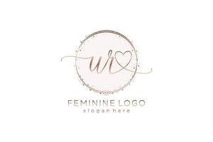 inicial ur logotipo de caligrafia com logotipo de vetor de modelo de círculo de casamento inicial, moda, floral e botânico com modelo criativo.