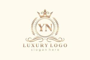 modelo de logotipo de luxo real de letra yn inicial em arte vetorial para restaurante, realeza, boutique, café, hotel, heráldica, joias, moda e outras ilustrações vetoriais. vetor