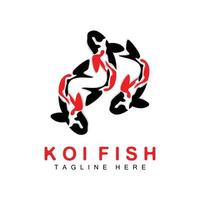 design de logotipo de peixe koi, vetor de peixe ornamental chinês de sorte e triunfo, ícone de peixe dourado da marca da empresa