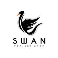 logotipo de cisne, design de animal de pássaro, logotipo de pato, vetor de rótulo de marca de produto