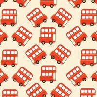 padrão perfeito com ônibus de cor vermelha adequado para papel de embrulho vetor