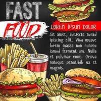 cartaz de vetor de fast food para restaurante de fastfood