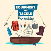 equipamento de pesca e conjunto de equipamentos de vetor fisher