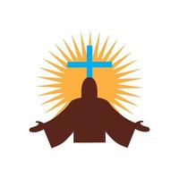 design de logotipo de arte de linha cristã da igreja, símbolos cristãos. vetor