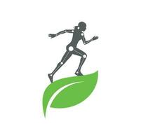 vetor de ícone de logotipo de fisioterapia de natureza. projeto de vetor de conceito de tratamento de fisioterapia. projeto de vetor de clínica ortopédica e fisioterapia.