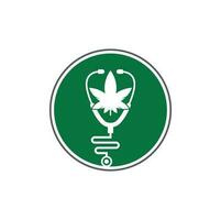 vetor de logotipo de médico de cannabis. modelo de design de logotipo de cannabis estetoscópio.