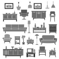 conjunto de ícones de vetor de itens de móveis de interiores para casa