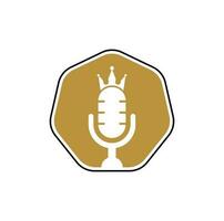 design de logotipo de vetor de rei de podcast. conceito de design de logotipo de música rei.