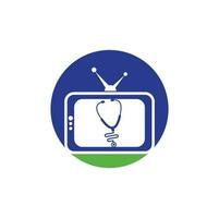 design de logotipo de tv médico. modelo de ícone de logotipo de tv estetoscópio. vetor