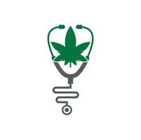 vetor de logotipo de médico de cannabis. modelo de design de logotipo de cannabis estetoscópio.