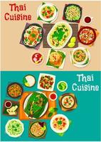 ícone de cozinha tailandesa com comida asiática tradicional vetor