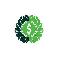 elemento de design de logotipo de ícone de cérebro de dinheiro. design de ícone de logotipo de cérebro de finanças vetor