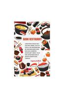 cartaz de comida japonesa de restaurante de sushi vetorial vetor